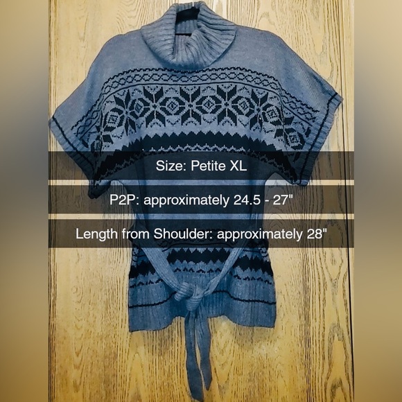 EUC Dress Barn Knit Snowflake Turtleneck Sweater | Grey | XLP - Picture 10 of 10